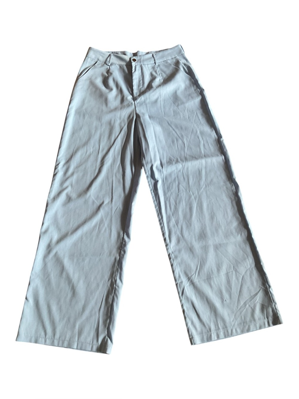 High-Rise Wide Leg Trousers in Pale Blue, Size L